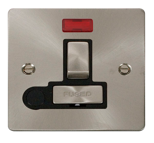 Scolmore FPBS552BK Define Brushed Stainless Flat Plate Ingot 13a Switch Spur+f/o+neo  Scolmore - Sparks Warehouse