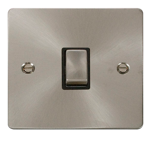 Scolmore FPBS722BK Define Brushed Stainless Flat Plate Ingot 20a 1gang Dp Sw W/o F/o  Scolmore - Sparks Warehouse