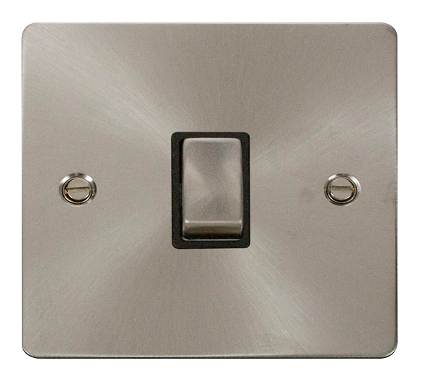 Scolmore FPBS722BK Define Brushed Stainless Flat Plate Ingot 20a 1gang Dp Sw W/o F/o  Scolmore - Sparks Warehouse