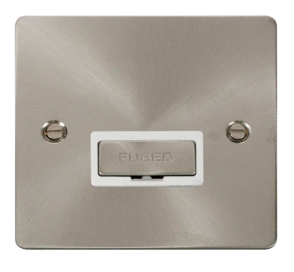 Scolmore FPBS750WH Define Brushed Stainless Flat Plate Ingot 13a Spur W/o  F/o  Scolmore - Sparks Warehouse