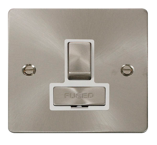 Scolmore FPBS751WH Define Brushed Stainless Flat Plate Ingot 13a Switch Spur W/o F/o  Scolmore - Sparks Warehouse