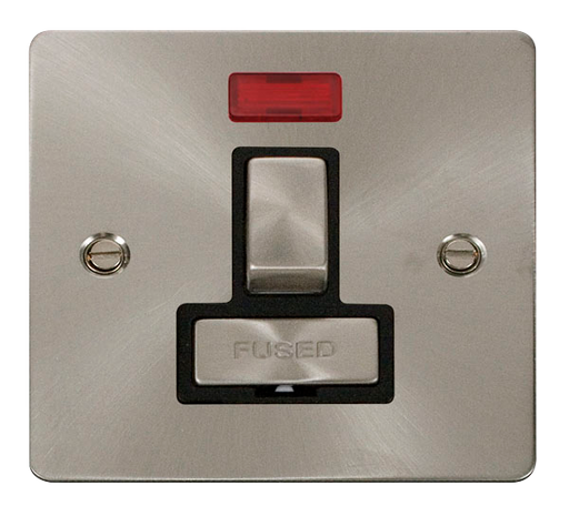 Scolmore FPBS752BK Define Brushed Stainless Flat Plate Ingot 13a Sw Spur W/o F/o+neo  Scolmore - Sparks Warehouse