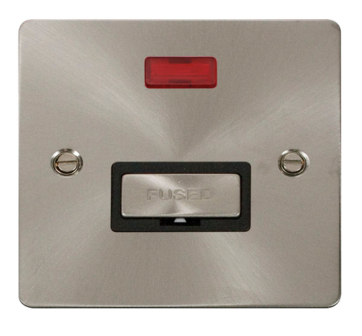 Scolmore FPBS753BK Define Brushed Stainless Flat Plate Ingot 13a Spur W/o F/o+neon  Scolmore - Sparks Warehouse