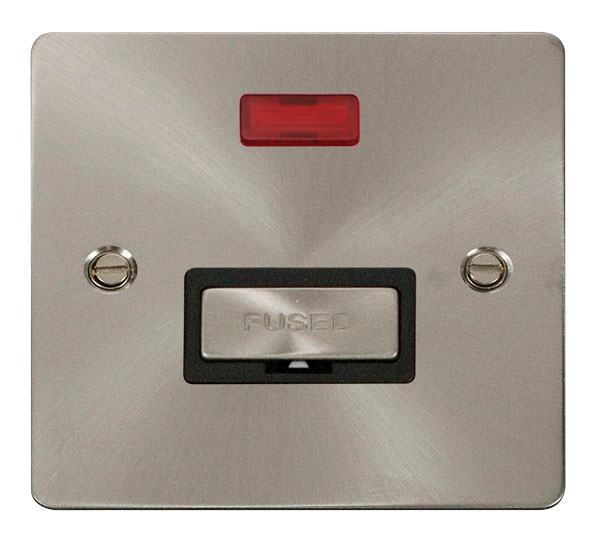 Scolmore FPBS753BK Define Brushed Stainless Flat Plate Ingot 13a Spur W/o F/o+neon  Scolmore - Sparks Warehouse