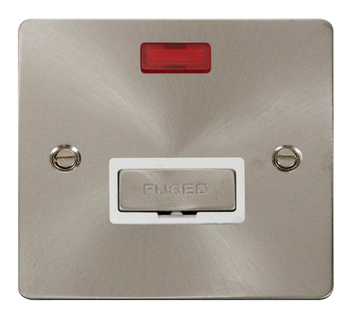 Scolmore FPBS753WH Define Brushed Stainless Flat Plate Ingot 13a Spur W/o F/o+neon  Scolmore - Sparks Warehouse