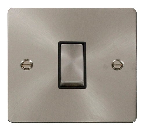 Scolmore FPBS425BK- 1 Gang Brushed Steel 10AX Intermediate Ingot Switch - Black Insert Define Scolmore - Sparks Warehouse