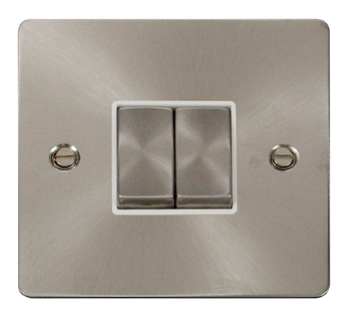 Scolmore FPBSWH-SMART2 - 1G Plate 2 Apertures Supplied With 2 x 10AX 2 Way Ingot Retractive Switch Modules - White Define Scolmore - Sparks Warehouse