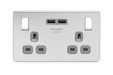 BG FPC22U3G Screwless Flat Plate Polished Chrome 13A 2G Switched Socket - USB Grey Inserts - BG - sparks-warehouse