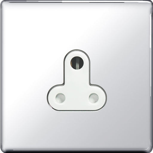 BG FPC29W Screwless Flat Plate Polished Chrome 5A Unswitched Round Pin Socket - White Inserts - BG - sparks-warehouse