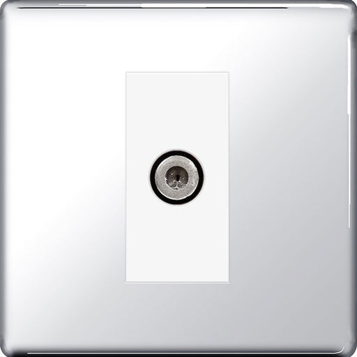 BG FPC64 Screwless Flat Plate Polished Chrome 1 Gang Chrome Satellite Socket - BG - sparks-warehouse