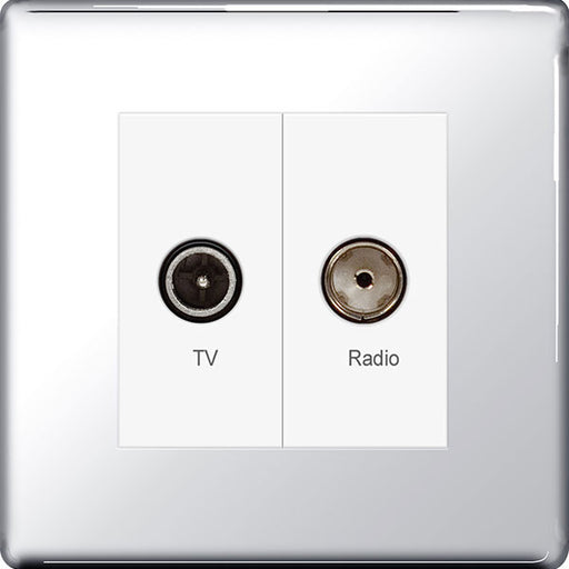 BG FPC66 Screwless Flat Plate Polished Chrome Diplex TV FM Socket - BG - sparks-warehouse