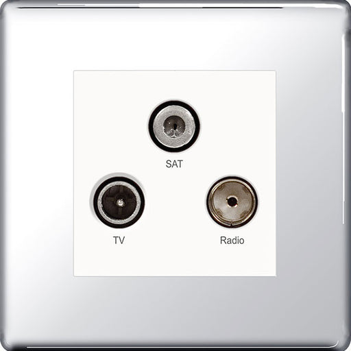 BG FPC67 Screwless Flat Plate Polished Chrome Triplex TV/FM/SAT - BG - sparks-warehouse