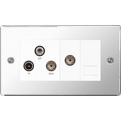 BG FPC68 Screwless Flat Plate Polished Chrome Triplex TV/FM/SAT & 1G Phone - BG - sparks-warehouse