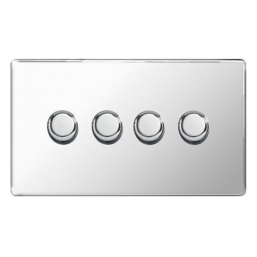 BG FPC84P Screwless Flat Plate Polished Chrome 400W 4G 2 Way Push Dimmer - BG - sparks-warehouse