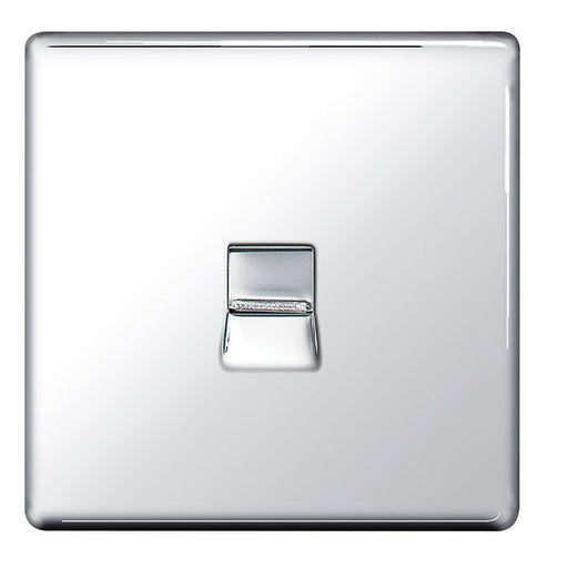 BG FPCBTM1 Screwless Flat Plate Polished Chrome 1G Telephone Socket Master - Screw Type - BG - sparks-warehouse