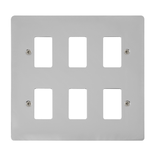 Scolmore FPCH20506 - 6 Gang GridPro® Frontplate - Polished Chrome GridPro Scolmore - Sparks Warehouse