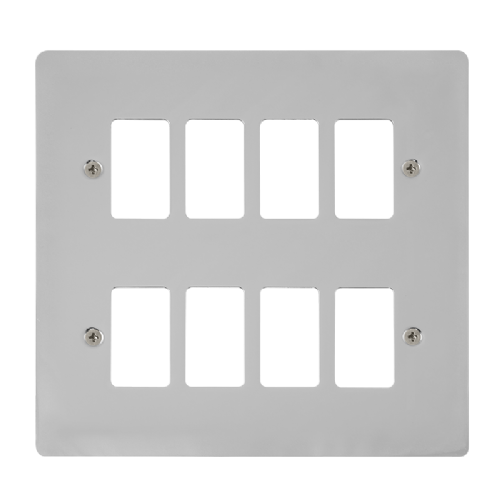 Scolmore FPCH20508 - 8 Gang GridPro® Frontplate - Polished Chrome GridPro Scolmore - Sparks Warehouse