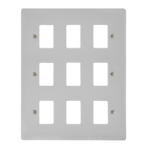 Scolmore FPCH20509 - 9 Gang GridPro® Frontplate - Polished Chrome GridPro Scolmore - Sparks Warehouse