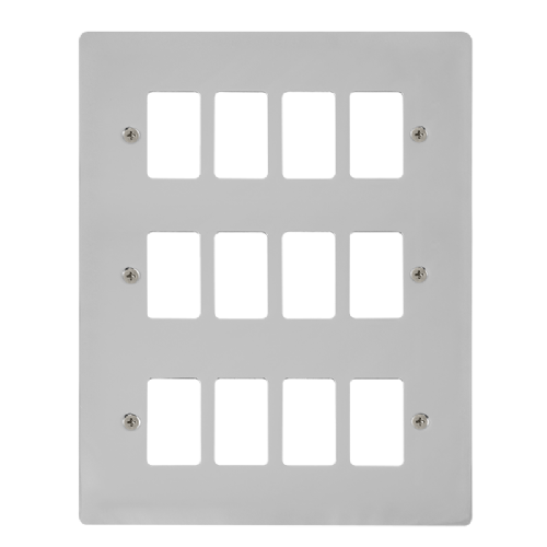Scolmore FPCH20512 - 12 Gang GridPro® Frontplate - Polished Chrome GridPro Scolmore - Sparks Warehouse