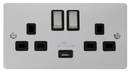 Scolmore FPCH570BK Define Polished Chrome 13a 2g Sw Skt With 2.1a Usb Ch Bk Ingot  Scolmore - Sparks Warehouse