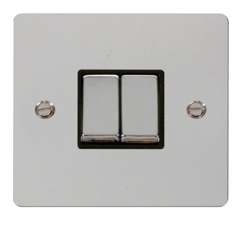 Scolmore FPCHBK-SMART2 - 1G Plate 2 Apertures Supplied With 2 x 10AX 2 Way Ingot Retractive Switch Modules - Black Define Scolmore - Sparks Warehouse