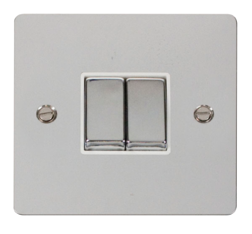 Scolmore FPCHWH-SMART2 - 1G Plate 2 Apertures Supplied With 2 x 10AX 2 Way Ingot Retractive Switch Modules - White Define Scolmore - Sparks Warehouse