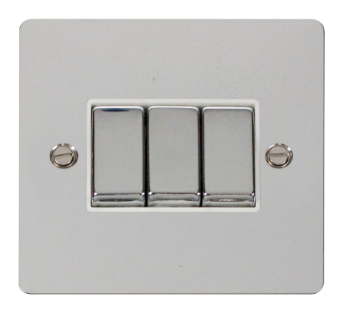 Scolmore FPCHWH-SMART3 - 1G Plate 3 Apertures Supplied With 3 x 10AX 2 Way Ingot Retractive Switch Modules - White Define Scolmore - Sparks Warehouse