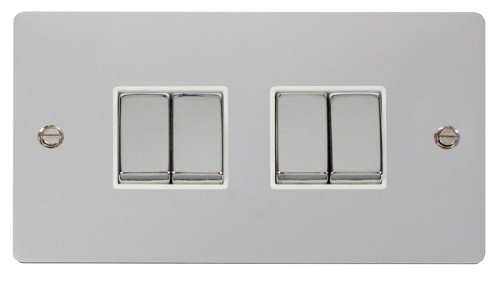Scolmore FPCHWH-SMART4 - 2G Plate 2 x 2 Apertures Supplied With 4 x 10AX 2 Way Ingot Retractive Switch Modules - White Define Scolmore - Sparks Warehouse