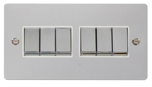 Scolmore FPCHWH-SMART6 - 2G Plate 2 x 3 Apertures Supplied With 6 x 10AX 2 Way Ingot Retractive Switch Modules - White Define Scolmore - Sparks Warehouse
