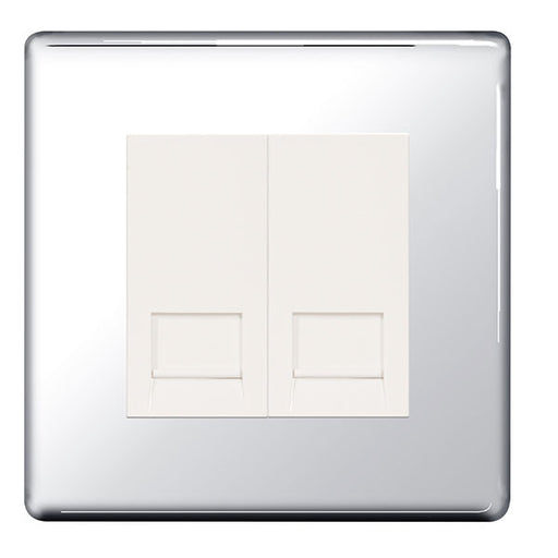 BG FPCRJ112 Screwless Flat Plate Polished Chrome 2G RJ11 Telcom Outlet - BG - sparks-warehouse