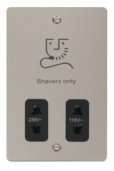 Scolmore FPPN100BK Define Pearl Nickel Dual Volt.shaver Skt  Scolmore - Sparks Warehouse