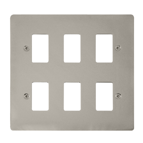 Scolmore FPPN20506 - 6 Gang GridPro® Frontplate - Pearl Nickel GridPro Scolmore - Sparks Warehouse