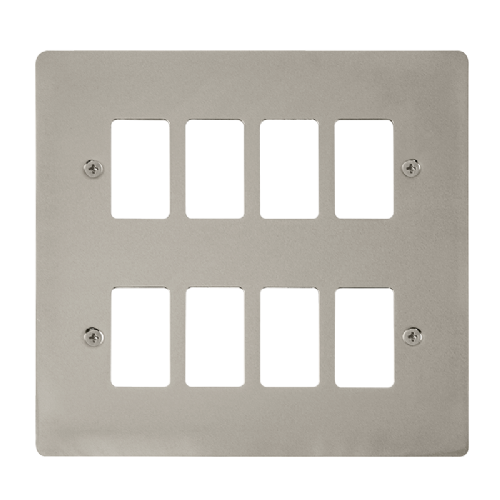 Scolmore FPPN20508 - 8 Gang GridPro® Frontplate - Pearl Nickel GridPro Scolmore - Sparks Warehouse