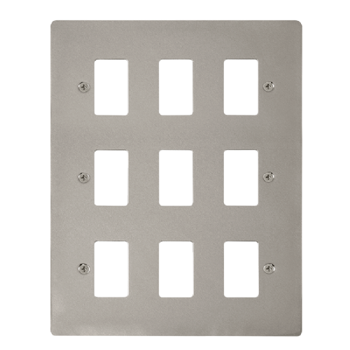 Scolmore FPPN20509 - 9 Gang GridPro® Frontplate - Pearl Nickel GridPro Scolmore - Sparks Warehouse