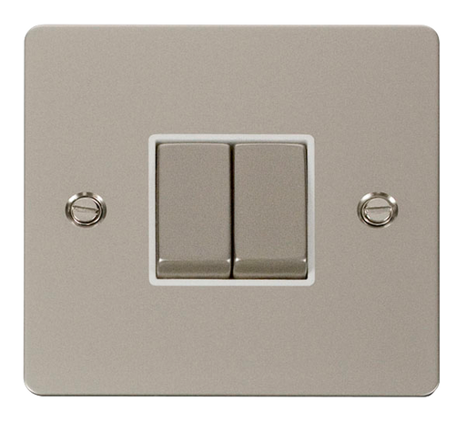 Scolmore FPPN412WH Define Pearl Nickel Flat Plate Ingot 10a 2gang 2way Switch  Scolmore - Sparks Warehouse