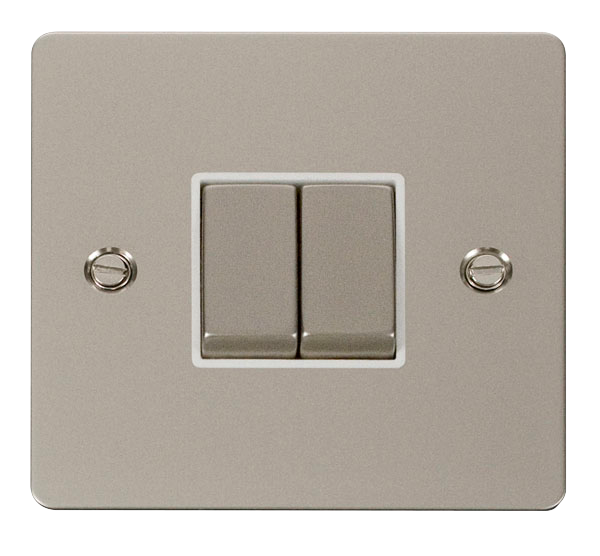 Scolmore FPPN412WH Define Pearl Nickel Flat Plate Ingot 10a 2gang 2way Switch  Scolmore - Sparks Warehouse
