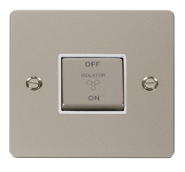 Scolmore FPPN520WH Define Pearl Nickel Flat Plate Ingot 10a 1gang  3 Pole Sw  Scolmore - Sparks Warehouse