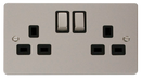 Scolmore FPPN536BK Define Pearl Nickel Flat Plate Ingot 2gang 13a Dp Switch Skt  Scolmore - Sparks Warehouse