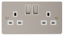 Scolmore FPPN536WH Define Pearl Nickel Flat Plate Ingot 2gang 13a Dp Switch Skt  Scolmore - Sparks Warehouse