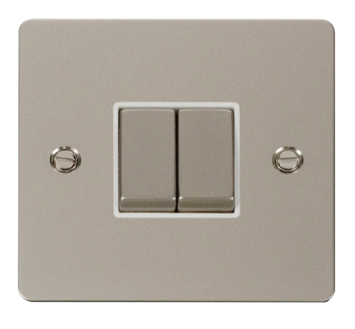 Scolmore FPPNWH-SMART2 - 1G Plate 2 Apertures Supplied With 2 x 10AX 2 Way Ingot Retractive Switch Modules - White Define Scolmore - Sparks Warehouse