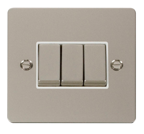 Scolmore FPPNWH-SMART3 - 1G Plate 3 Apertures Supplied With 3 x 10AX 2 Way Ingot Retractive Switch Modules - White Define Scolmore - Sparks Warehouse