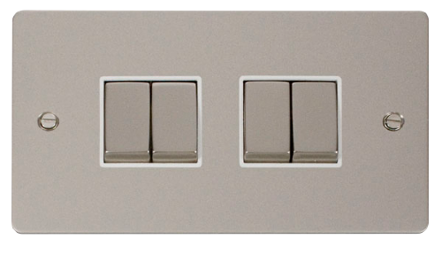 Scolmore FPPNWH-SMART4 - 2G Plate 2 x 2 Apertures Supplied With 4 x 10AX 2 Way Ingot Retractive Switch Modules - White Define Scolmore - Sparks Warehouse