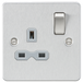 Knightsbridge FPR7000BCG Flat plate 13A 1G DP switched socket - Brushed chrome with Grey insert Socket Knightsbridge - Sparks Warehouse
