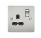 Knightsbridge FPR7000BC Flat plate 13A 1G DP switched socket - Brushed Chrome with Black insert Socket Knightsbridge - Sparks Warehouse