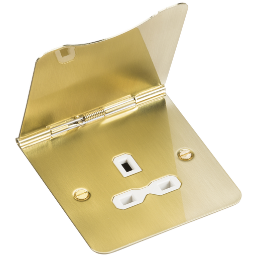 Knightsbridge FPR7UBBW 13A 1G UNSwitched Floor Socket - Brushed Brass Floor Socket Knightsbridge - Sparks Warehouse