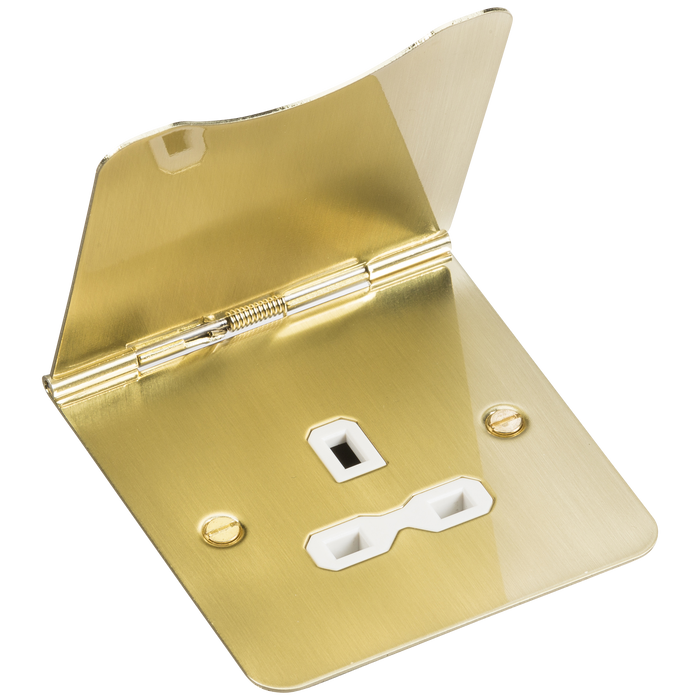 Knightsbridge FPR7UBBW 13A 1G UNSwitched Floor Socket - Brushed Brass Floor Socket Knightsbridge - Sparks Warehouse