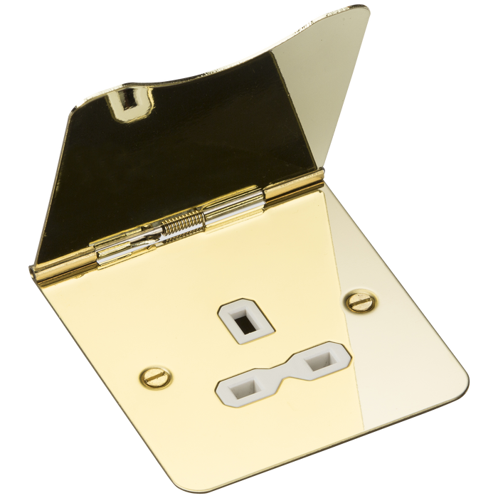 Knightsbridge FPR7UPBW 13A 1G Unswitched Floor Socket - Polished Brass Floor Socket Knightsbridge - Sparks Warehouse