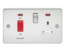 Knightsbridge FPR8333NPCW Flat Plate 45A DP Switch & 13A Switched Socket With Neons - Polished Chrome With White Insert Sockets Knightsbridge - Sparks Warehouse