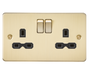 Knightsbridge FPR9000BB Flat Plate 13A 2G DP Switched Socket - Brushed Brass With Black Insert Socket Knightsbridge - Sparks Warehouse