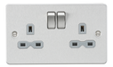 Knightsbridge FPR9000BCG Flat Plate 13A 2G DP Switched Socket - Brushed Chrome with Grey insert Socket Knightsbridge - Sparks Warehouse